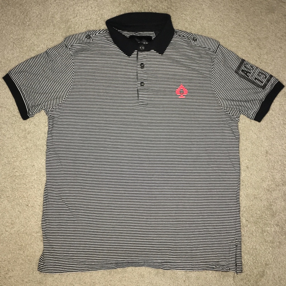 Sean John Men's Black Striped Polo Shirt